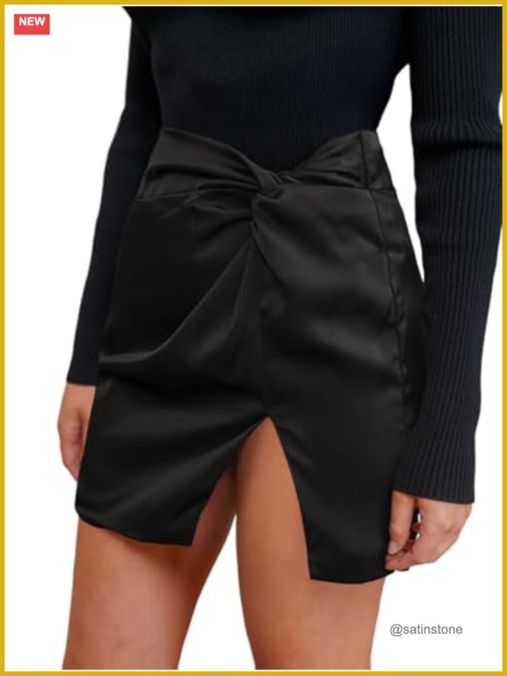 CUPSHE Satin Mini Skirt Twist Notched A-line Party Night Out
